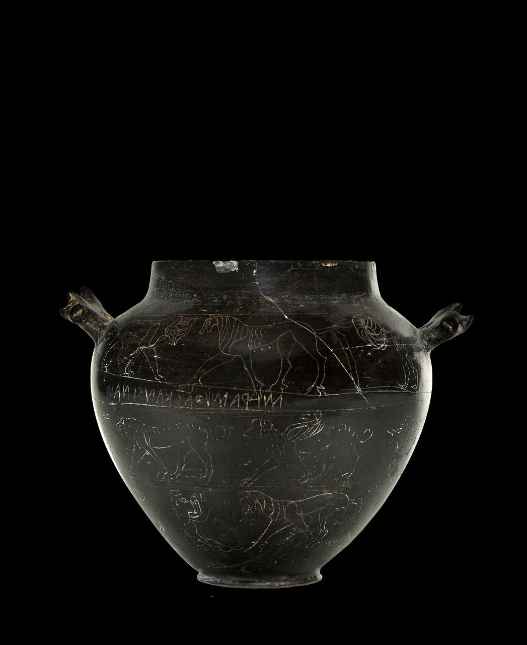 Olletta In Bucchero Inciso Con Iscrizione