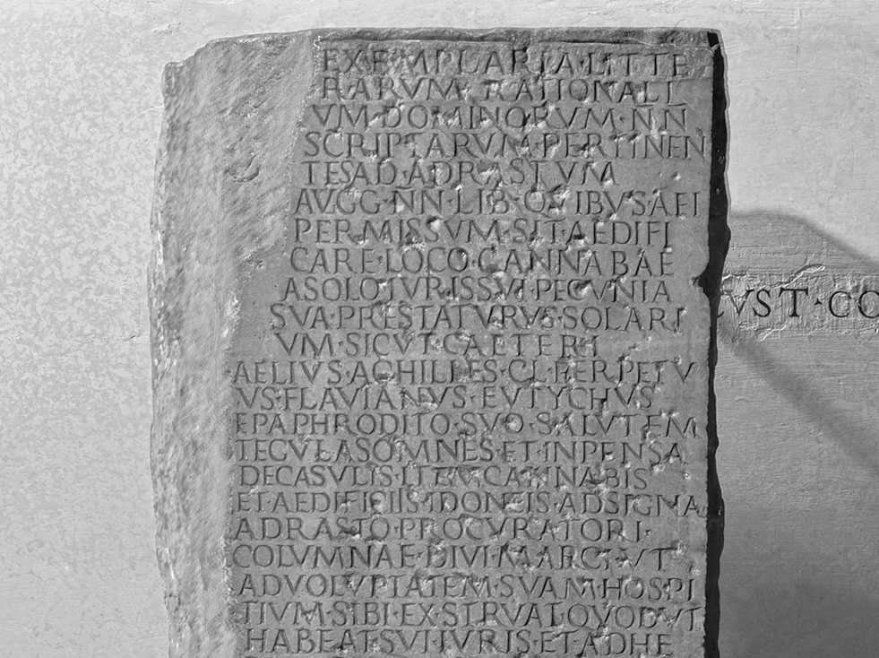 Inscription d’Adraste, custode de la Colonne de Marc Aurèle