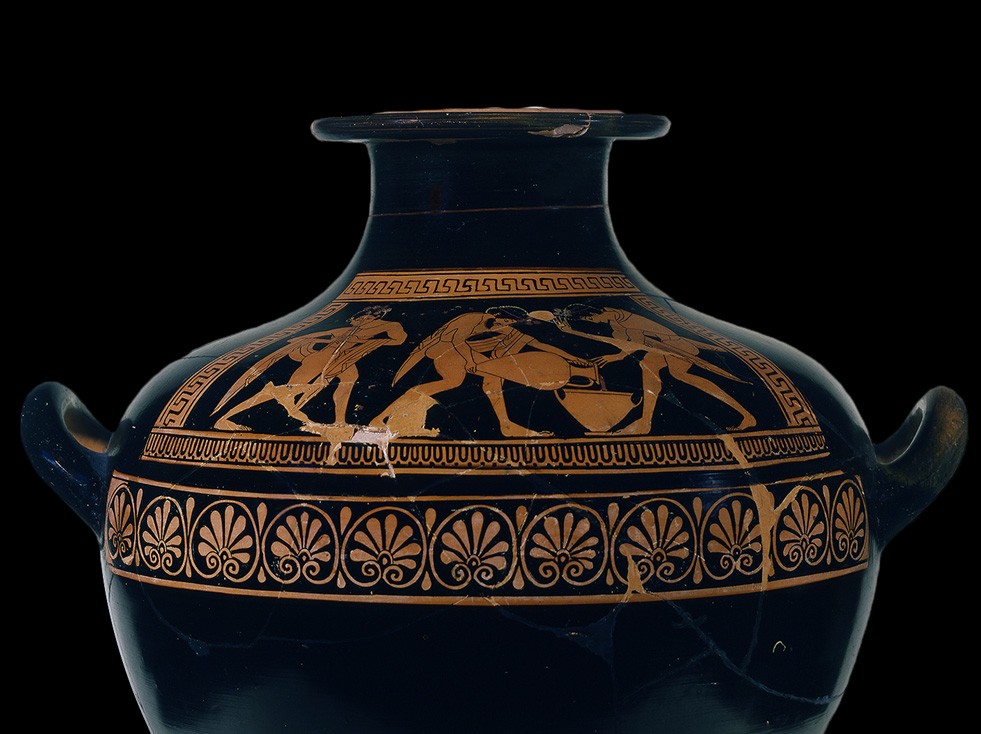 Hidria ática con figuras rojas atribuida a Euthymides