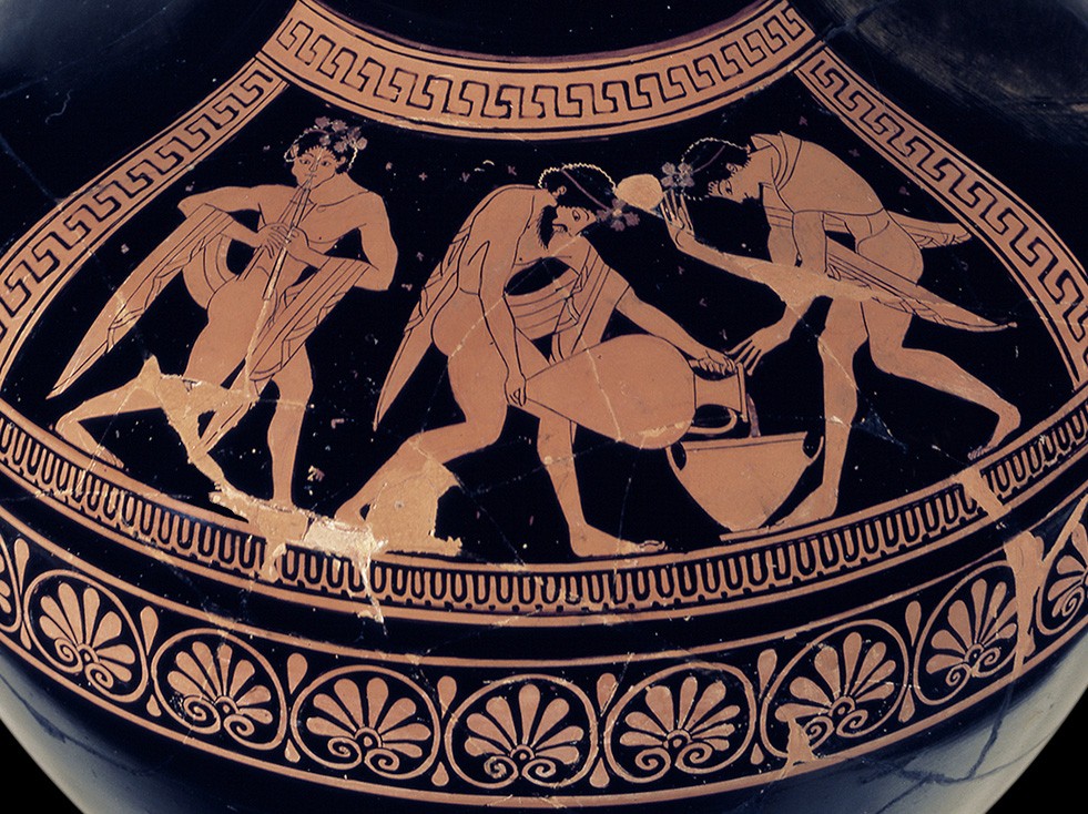 Hidria ática con figuras rojas atribuida a Euthymides