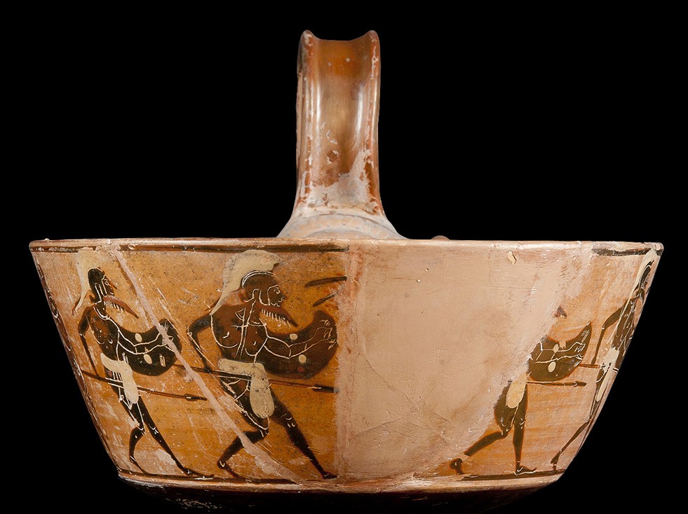 Kýathos ático con figuras negras del Grupo del Perizoma