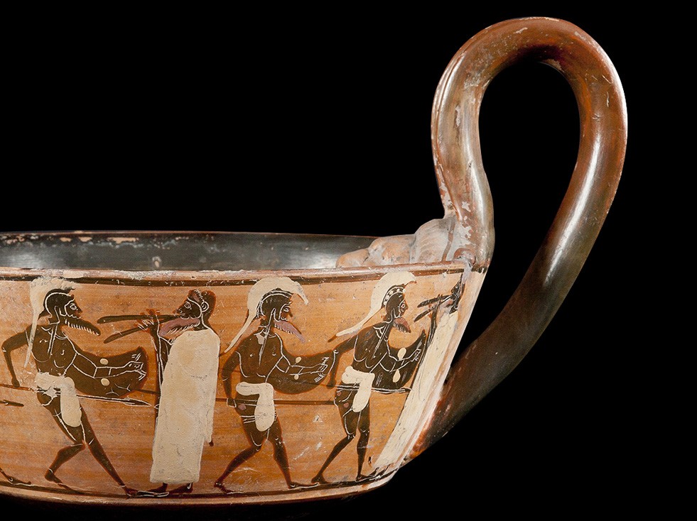 Kýathos ático con figuras negras del Grupo del Perizoma
