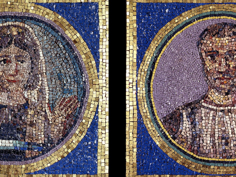 Clipeus en mosaïque avec des bustes-portraits