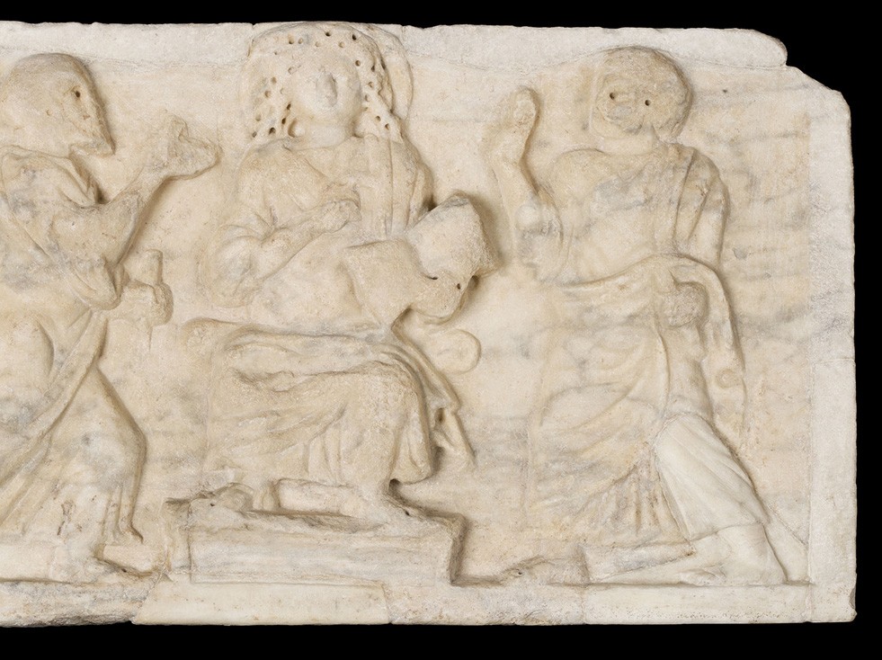 Fragment d’architrave avec le Christ entre saint Pierre et saint Paul