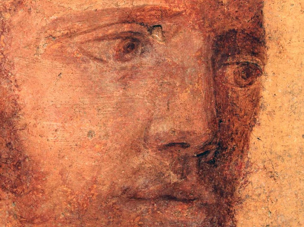 Fragment de fresque, visage d’homme