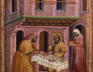 Olivuccio di Ciccarello, Obras de misericordia: dar de comer a los hambrientos, 1404