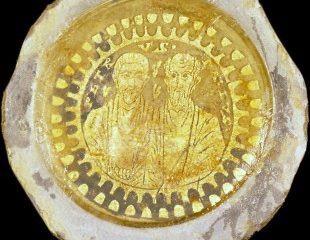 Cristal dorado con San Pedro y San Pablo, segunda mitad siglo IV d.C.