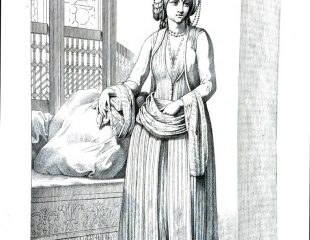 Tavola di donna copta del progetto della pubblicazione della Spedizione Romana