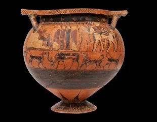 Cr&aacute;tera corintia con columnas