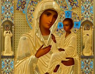 Icon “Iverskaya Mother of God with Lyubov the Martyr and Guardian Angel standing before her”, Moscow, 1896