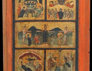 Couvercle de coffret-reliquaire en bois peint, du Trésor du « Sancta Sanctorum », VIe siècle, Musées du Vatican