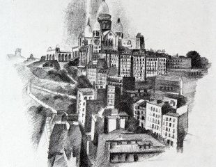 Robert Delaunay, París, Montmartre y el Sagrado Corazón, 1926, litografía sobre papel de China