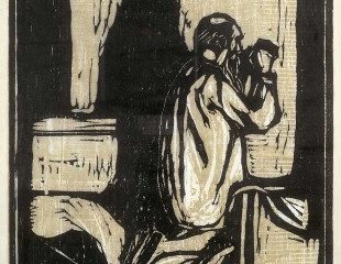 Edvard Munch, Anciano en oración (El padre en oración), 1902, xilografía