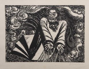 Ernst Barlach, Las transformaciones de Dios. Der Erste Tag, 1920, xilografía