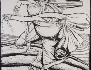 Duilio Cambellotti, I Semoni I (dioses de la siembra), 1950, de la serie Leyendas romanas, xilografía