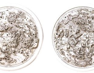 Pietro Ruffo, “Constellation 58” – “Constellation 59”, 2021, ink, cut outs and pins on canvas paper