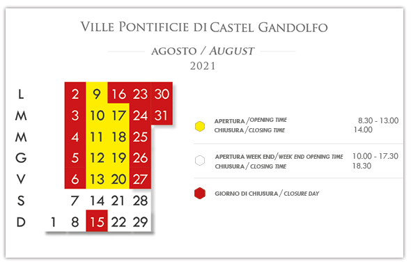 Ville Pontificie ad agosto: aperti per ferie!