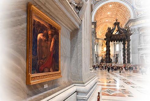 The Via Crucis to Saint Peter’s with canvases by Previati